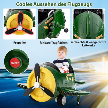 Children's electric car in airplane look, electric plane ride-on with remote control 124 x 100 x 62 cm