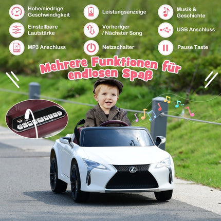 Children's electric car with 2.4G remote control & LED lights & music Lexus LC500 children's vehicle white