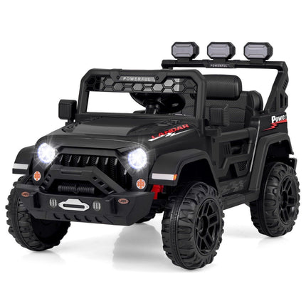 Children's electric car with 2.4G remote control &amp; USB &amp; Light &amp; Music 12V Children's Car Jeep Car Black