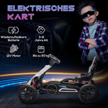 Electric Drift Go-Kart for children, 12V, 3-8 years, White
