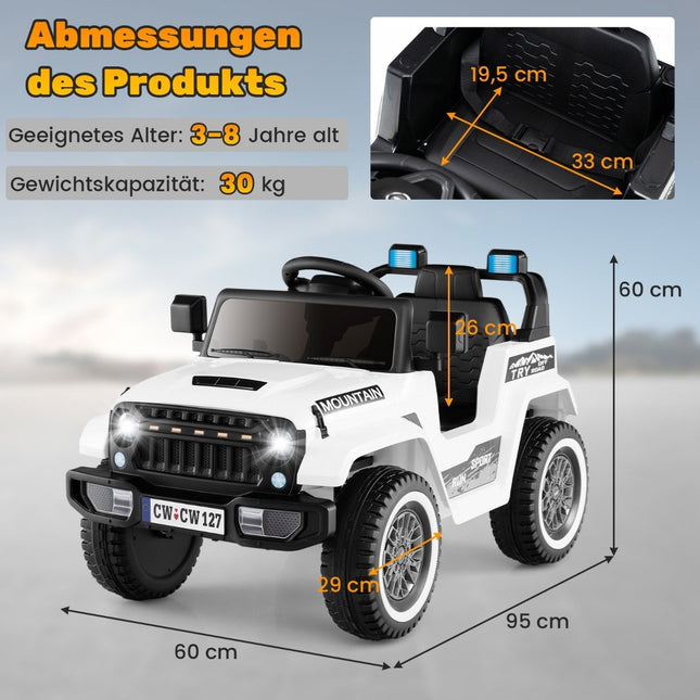 Children's electric jeep with double motor &amp; Slow start &amp; 4-spring suspension ride-on car white