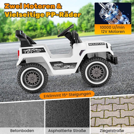 Children's electric jeep with double motor &amp; Slow start &amp; 4-spring suspension ride-on car white