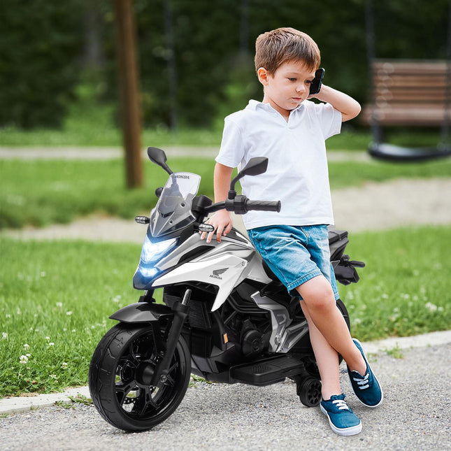 Children's 12V electric motorcycle, USB, LED, White
