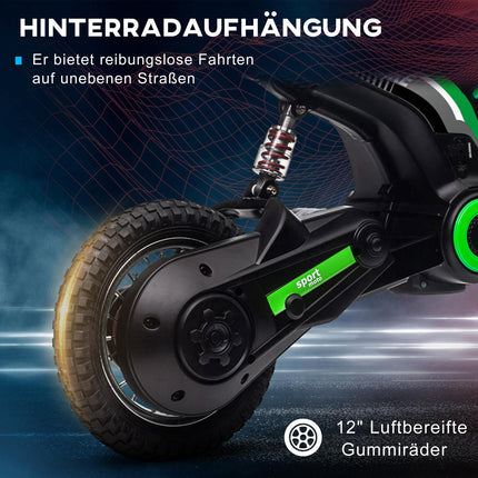 Electric motorcycle for children, 12V, Horn & Light, Green