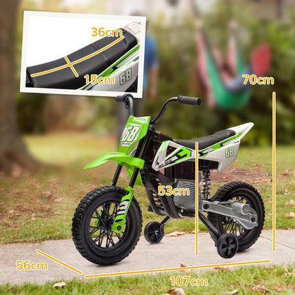 Electric motorcycle for children, 12V, music, 3-6 years, green