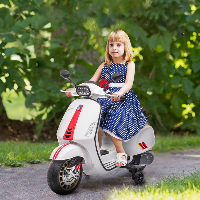 Children's 6V electric motorcycle with MP3, LED, USB, White