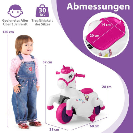 Children's electric motorcycle with music &amp; LED &amp; Electric motorcycle with training wheels for children aged 3 and over pink