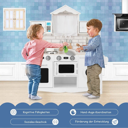 Children's kitchen including play accessories Play kitchen with washing machine & microwave 78 x 29 x 93 cm white