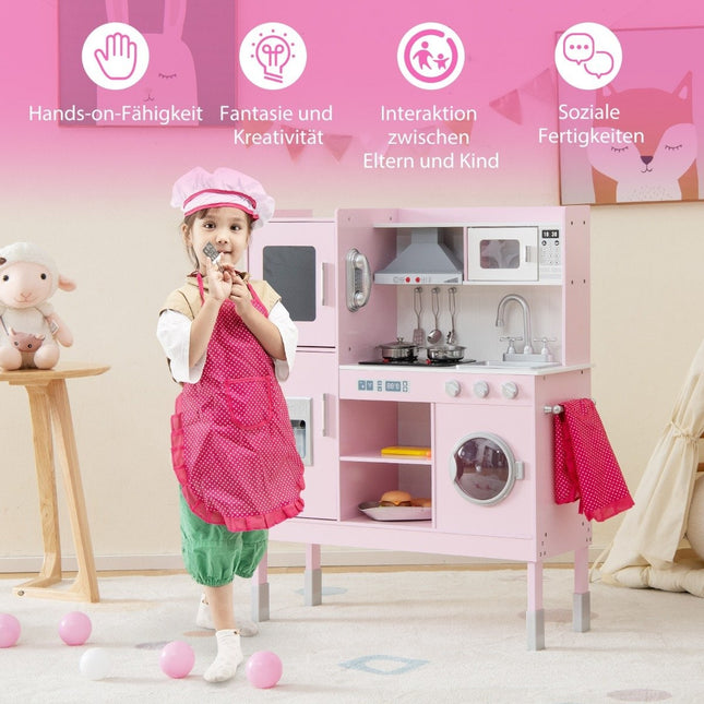 Children's kitchen made of wood with 16 play accessories for children aged 3 and over. 83 x 29 x 103 cm pink