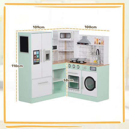 Play kitchen for children with blackboard and realistic functions