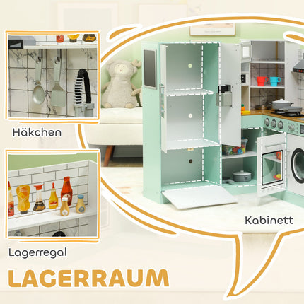 Play kitchen for children with blackboard and realistic functions