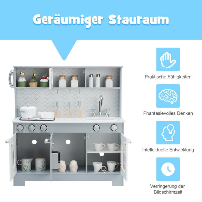 Children's kitchen with realistic light & sound & accessories 76 x 28 x 80 cm gray