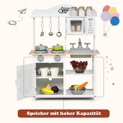 Children's play kitchen wooden play kitchen kitchen set 60 x 30 x 83 cm white
