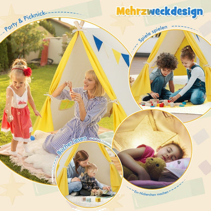 Children's play tent Triangular children's and toddler tent with wooden frame 137 x 145 x 121 cm