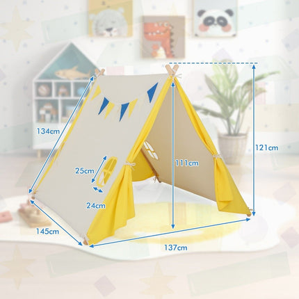 Children's play tent Triangular children's and toddler tent with wooden frame 137 x 145 x 121 cm
