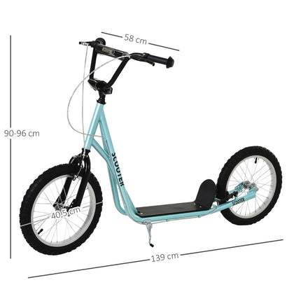 Folding kick scooter for children, handbrake, 16"" pneumatic tires