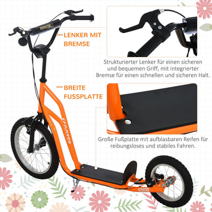City scooter for children, pneumatic tires, orange, 16/12 inch