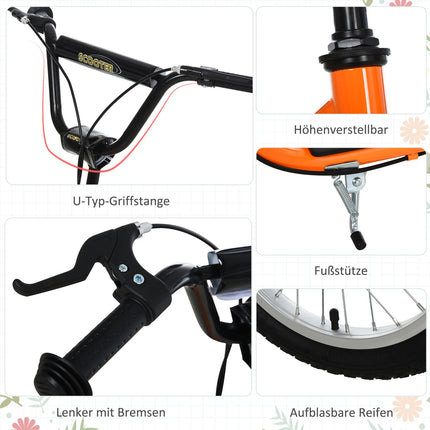 City scooter for children, pneumatic tires, orange, 16/12 inch