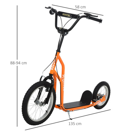 City scooter for children, pneumatic tires, orange, 16/12 inch