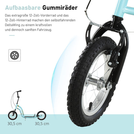 Children's scooter from 5 years, kick scooter, city scooter for children, aluminum, 120 x 58 x 85-95 cm, light blue