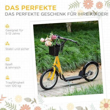 Children's height-adjustable scooter, 2 brakes, large wheels