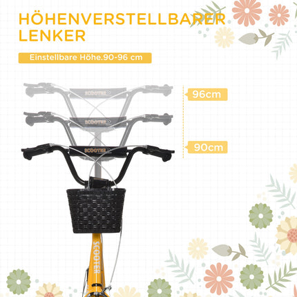 Children's height-adjustable scooter, 2 brakes, large wheels
