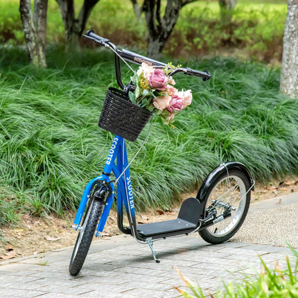 Adjustable kick scooter for children with brake and basket