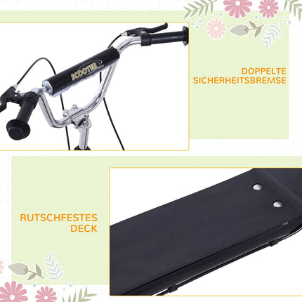Children's scooter, 16-inch, pneumatic tires, black