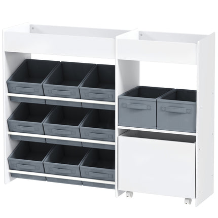 Toy shelf for children with 11 fabric drawers, 105x30x80 cm