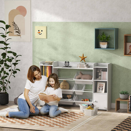 Storage shelf for children with 8 compartments and 6 compartments, white