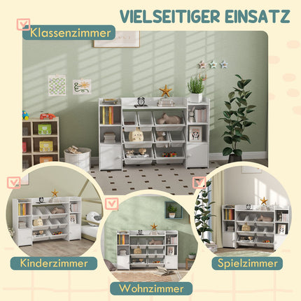Storage shelf for children with 8 compartments and 6 compartments, white