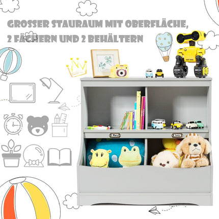 Children's shelf with 4 compartments, toy shelf, bookcase for children, 67 x 40 x 62 cm, grey