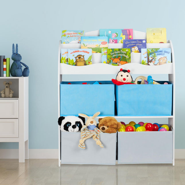Children's shelf with 4 fabric drawers