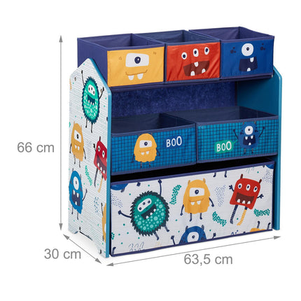 Children's shelf with drawers Monster