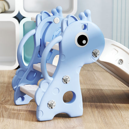 3-in-1 slide for toddlers with basketball hoop, indoor blue