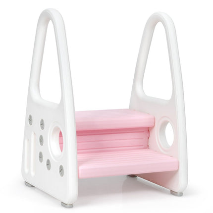 Children's step stool, 2-tier step stool, children's stool made of plastic, 44 x 39.5 x 61 cm, pink