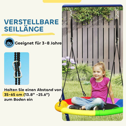 Children's 6-in-1 swing set in steel with climbing net