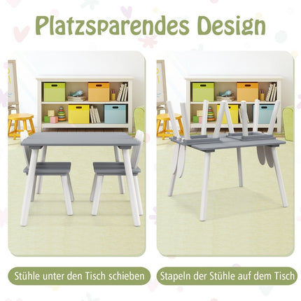 Children's table with 2 chairs 3 pieces. Children's seating group with gray solid wood legs