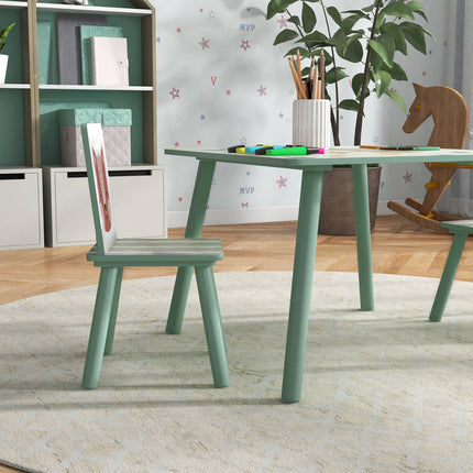 Children's table and chairs - animal design, 3-8 years, green