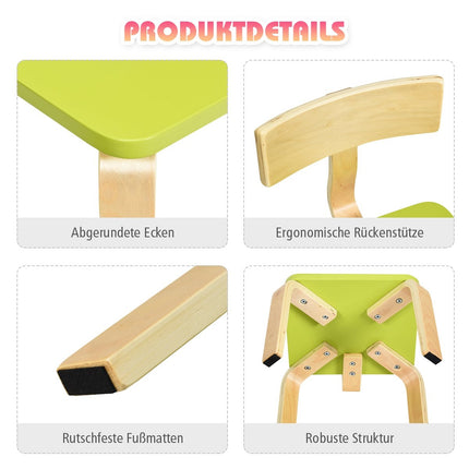 Children's table with 2 wooden chairs 3 pieces. Children's seating group Seating group for children green