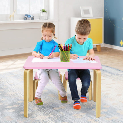 Children's table with 2 wooden chairs 3 pieces. Children's seating group Seating group for children pink