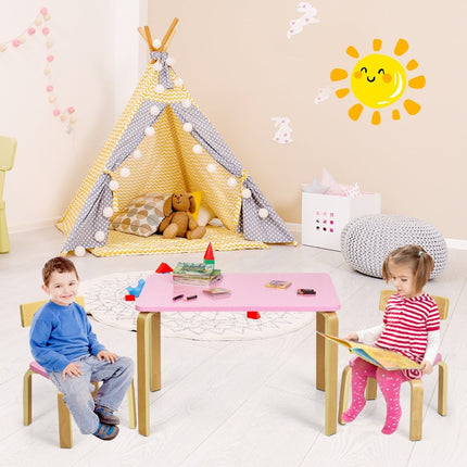 Children's table with 2 wooden chairs 3 pieces. Children's seating group Seating group for children pink