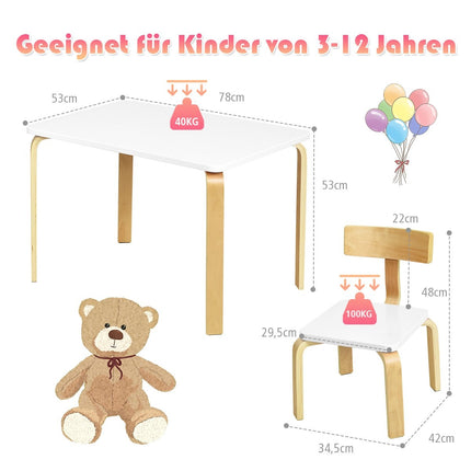 Children's table with 2 wooden chairs 3 pieces. Children's seating group Seating group for children white