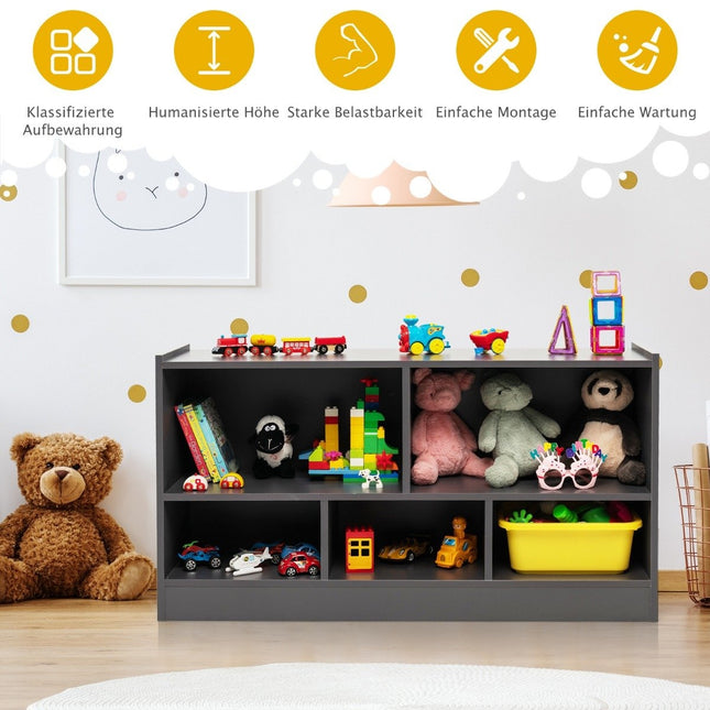 Children's toy cabinet made of wood, children's shelf, bookshelf, 111 x 30 x 61.5 cm, grey
