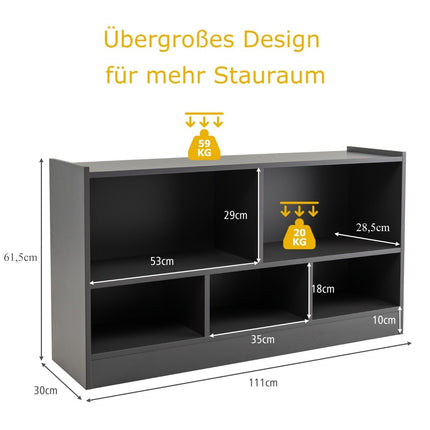 Children's toy cabinet made of wood, children's shelf, bookshelf, 111 x 30 x 61.5 cm, grey