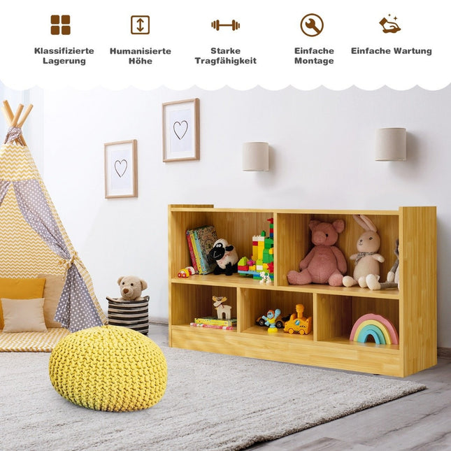 Children's toy cabinet made of wood, children's shelf, bookshelf, 111 x 30 x 61.5 cm, yellow