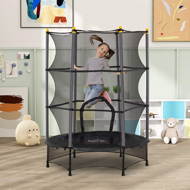 Children's trampoline with safety net, 140 cm, black