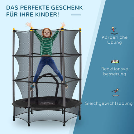 Children's trampoline with safety net, 140 cm, black