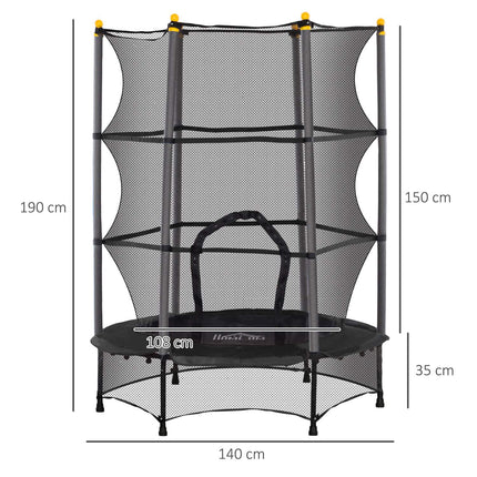 Children's trampoline with safety net, 140 cm, black
