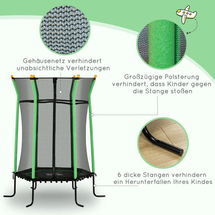 Children's trampoline with safety net, Ø163.5 cm, green